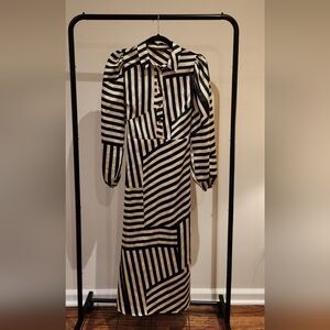 F&F Monochrome Striped Long Sleeve Dress